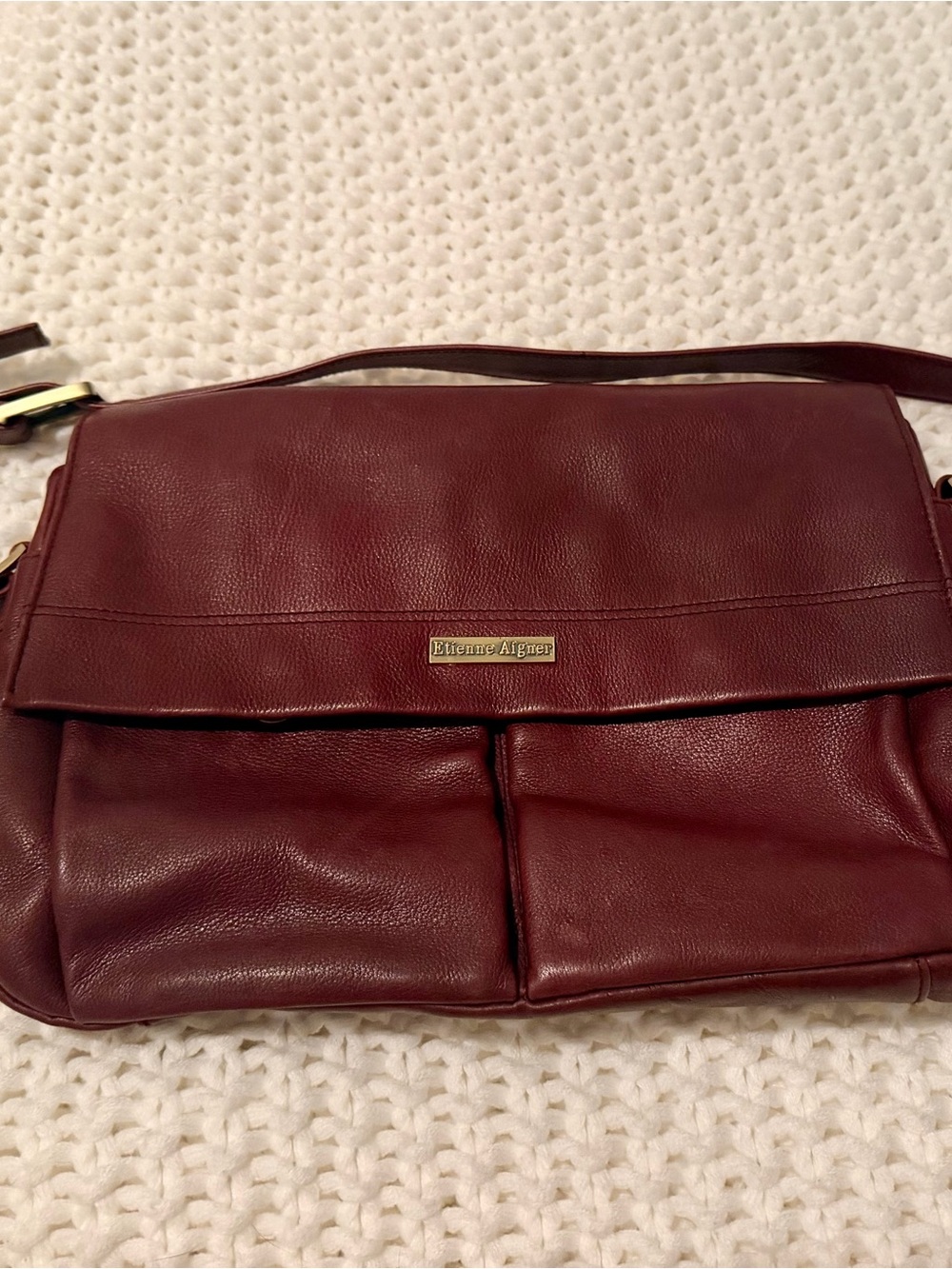 Etienne Aigner Wine Red Leather Shoulder Bag